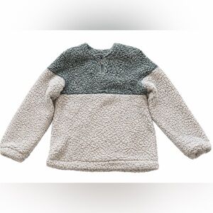 Cozy Sherpa Half Zip Pullover Faux Fur Colorblock Size L